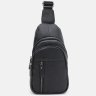 Чоловічий шкіряний рюкзак-слінг чорного кольору через плече Keizer (56015) - 2