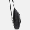Чоловічий шкіряний рюкзак-слінг чорного кольору через плече Keizer (56015) - 4