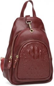Жіночий шкіряний рюкзак бордового кольору Keizer (19333)