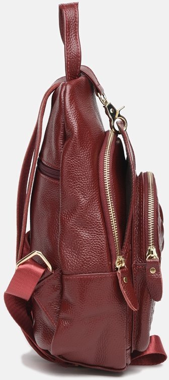 Жіночий шкіряний рюкзак бордового кольору Keizer (19333)