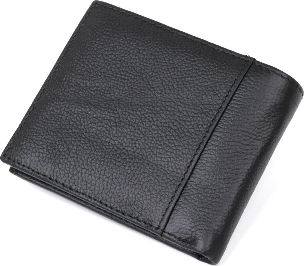 Чорний класичний чоловічий гаманець із зернистої шкіри без фіксації Vintage (2420475)