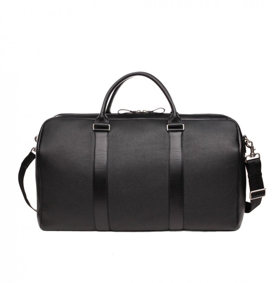 Шкіряна чоловіча дорожня сумка-саквояж чорного кольору Issa Hara Express (21166)