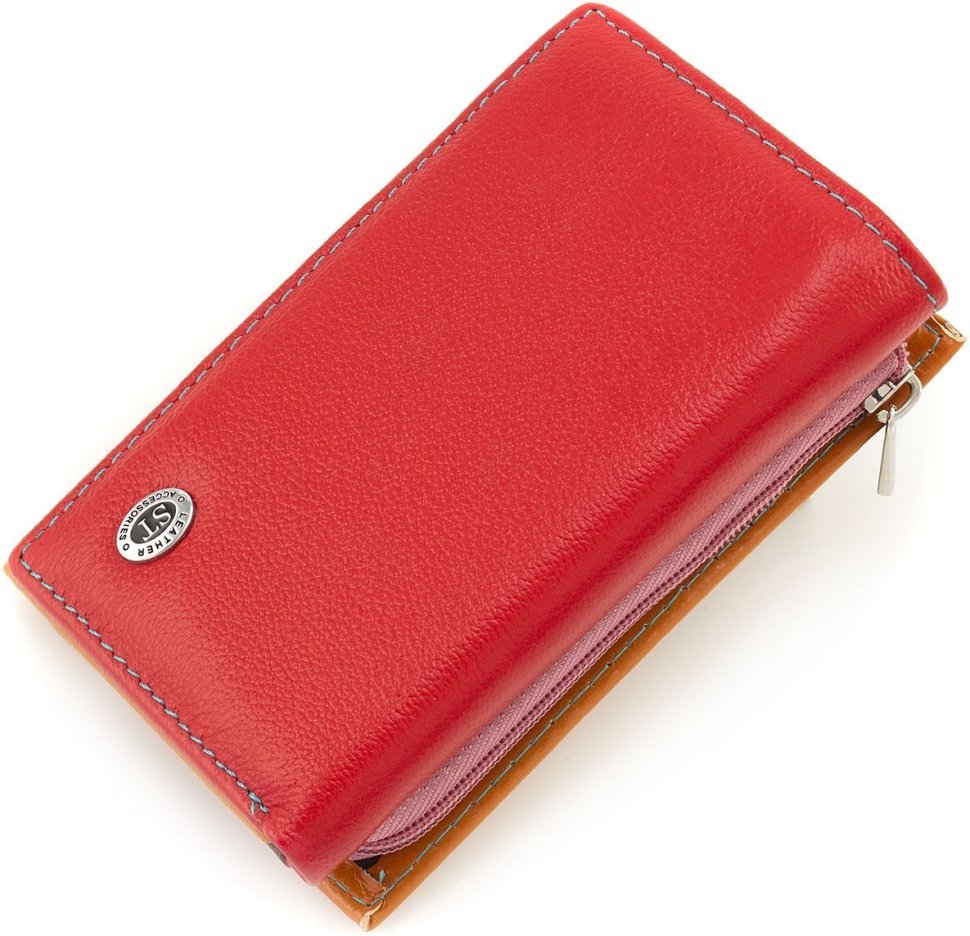 Кожаный женский разноцветный кошелек компактного размера на магните ST Leather 1767215