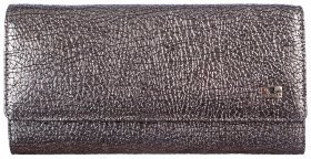 Гаманець жіночий із фактурної шкіри з клапаном на кнопці Desisan 107315 сірого кольору
