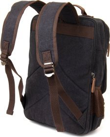 Чорний текстильний дорожній рюкзак на два відділення Vintage (20611)