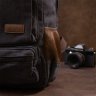 Чорний текстильний дорожній рюкзак на два відділення Vintage (20611) - 8