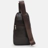 Темно-коричневая мужская сумка-слинг из натуральной кожи на две молнии Keizer (22098) - 3