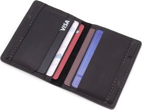 Чорна обкладинка під автодокументи із вінтажної шкіри на магніті Grande Pelle 67815