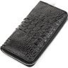 Великий гаманець зі шкіри крокодила на блискавки чорного кольору CROCODILE LEATHER (024-18268) - 1