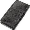Великий гаманець зі шкіри крокодила на блискавки чорного кольору CROCODILE LEATHER (024-18268) - 2
