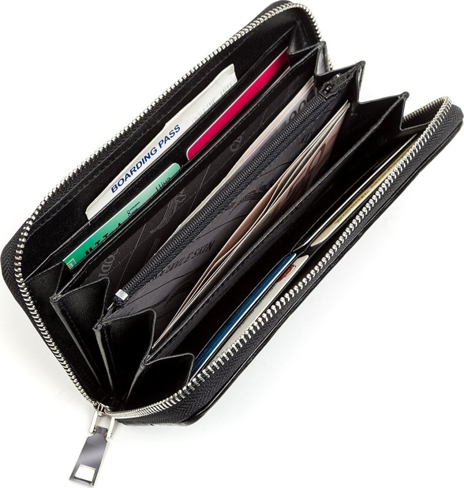 Крупный кошелек из кожи крокодила на молнии черного цвета CROCODILE LEATHER (024-18268) modnotak фото №3