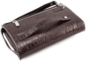 Кожаный клатч с тиснением под рептилию KARYA (0361-57)