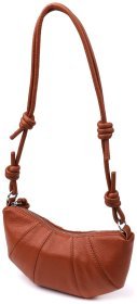 Стильная полукруглая женская сумка из натуральной фактурной кожи через плечо Vintage 98215 коричневого цвета