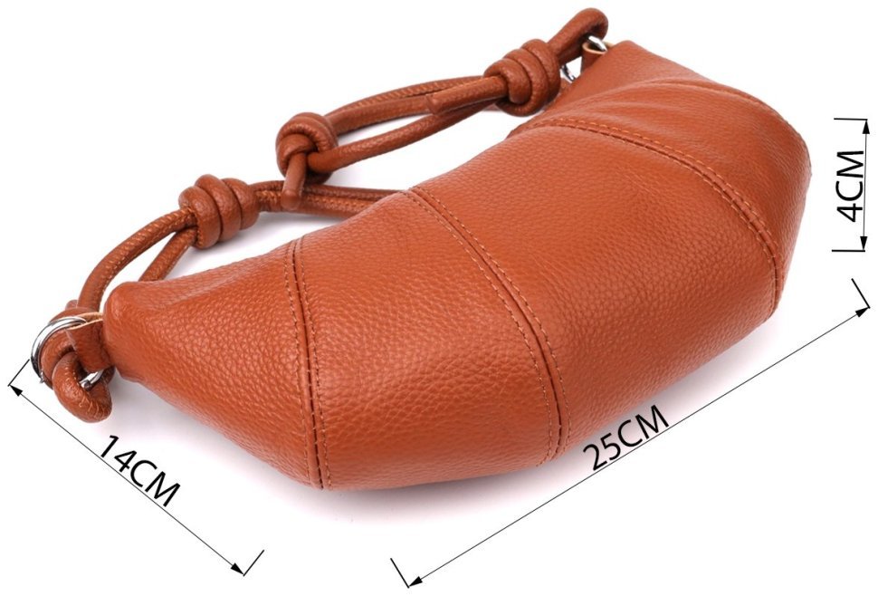 Стильная полукруглая женская сумка из натуральной фактурной кожи через плечо Vintage 98215 коричневого цвета modnotak фото №3