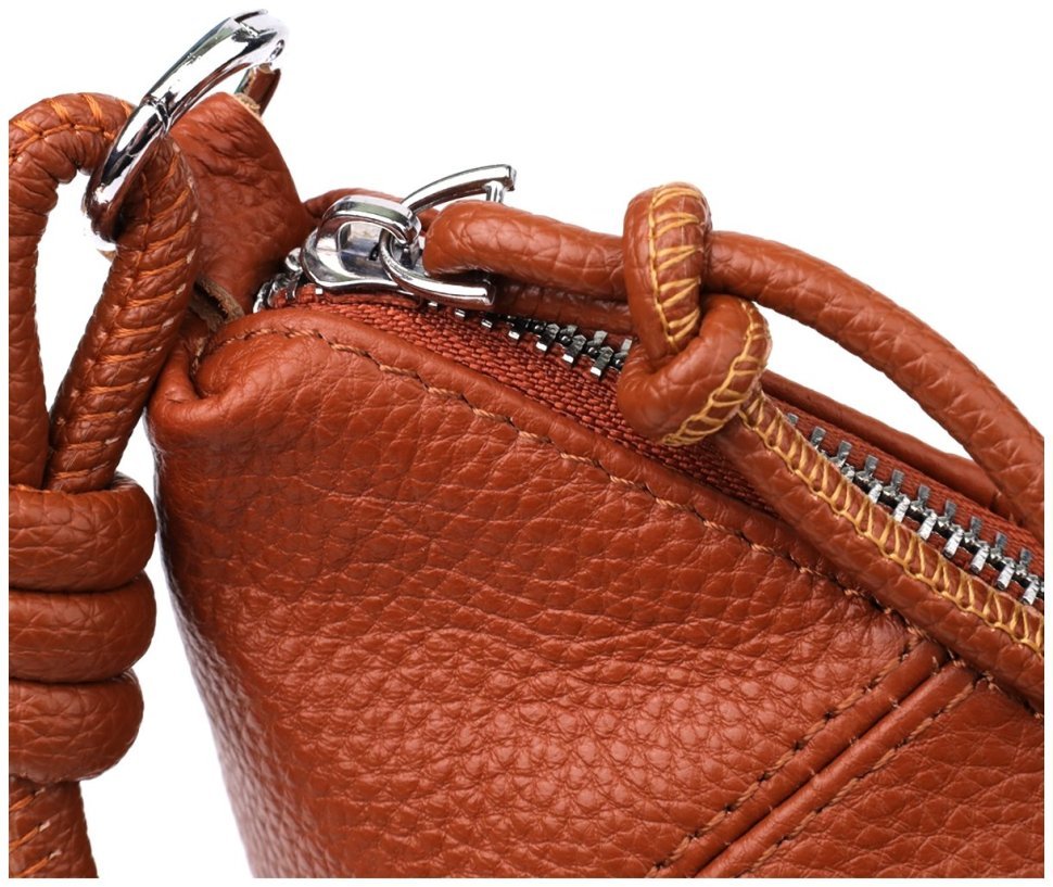 Стильная полукруглая женская сумка из натуральной фактурной кожи через плечо Vintage 98215 коричневого цвета modnotak фото №5