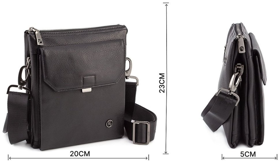 Мужская кожаная сумка на молнии H.T Leather (10166) modnotak фото №3