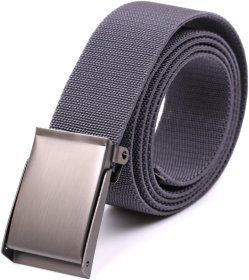Широкий текстильный мужской ремень серого цвета с пряжкой-автомат Vintage 2420581