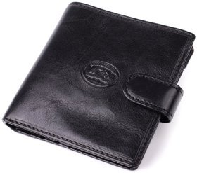 Классический мужской кошелек из гладкой кожи на кнопке без монетницы Tony Perotti черный 108515