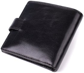 Классический мужской кошелек из гладкой кожи на кнопке без монетницы Tony Perotti черный 108515