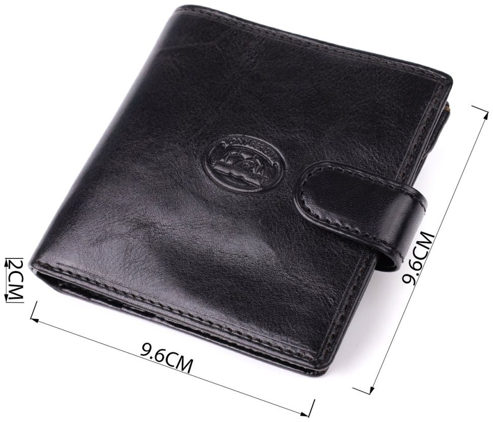 Классический мужской кошелек из гладкой кожи на кнопке без монетницы Tony Perotti черный 108515 modnotak фото №3