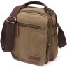 Чоловіча текстильна сумка-барсетка оливкового кольору з ручкою Vintage 2422228 - 1