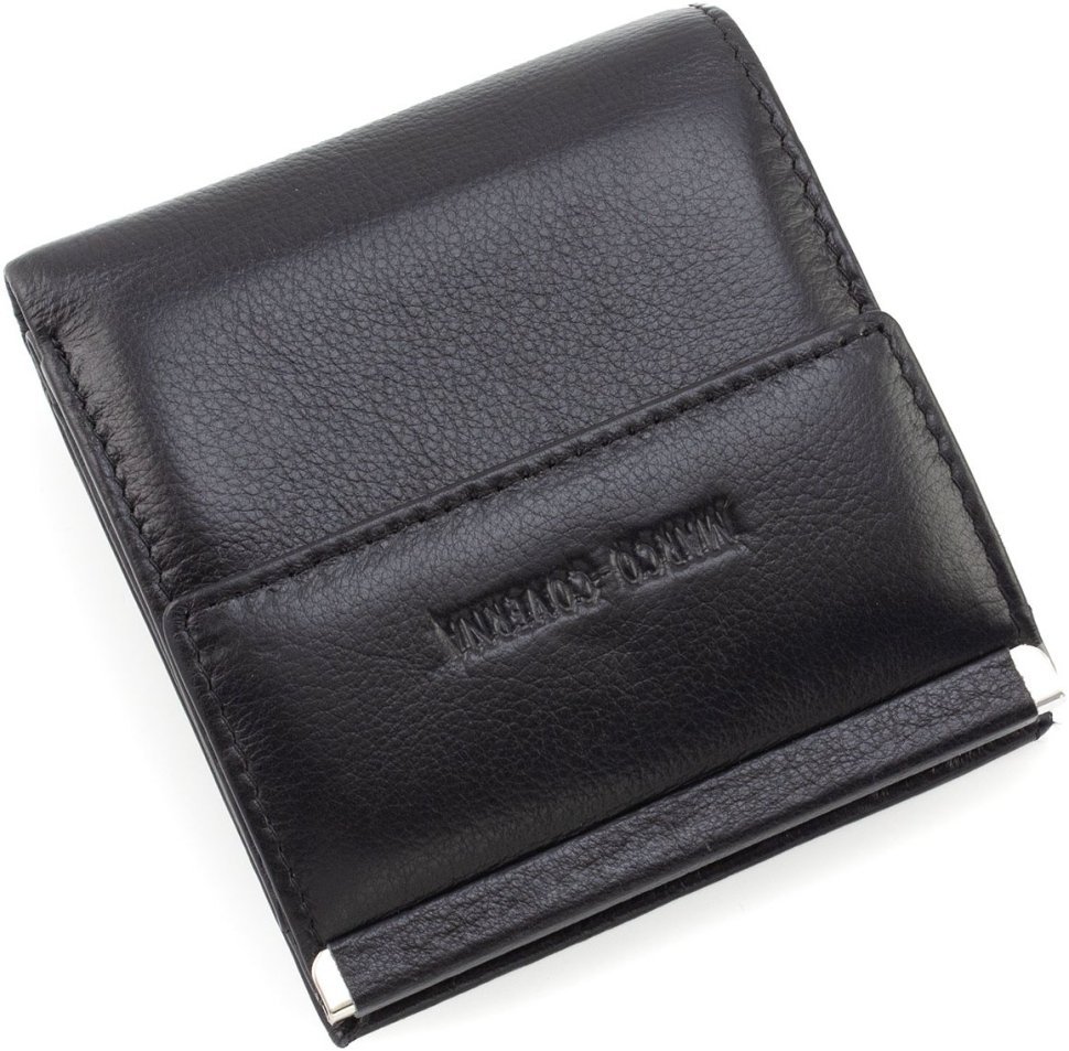 Чорний жіночий гаманець із натуральної шкіри з фіксацією на кнопку Marco Coverna 68615