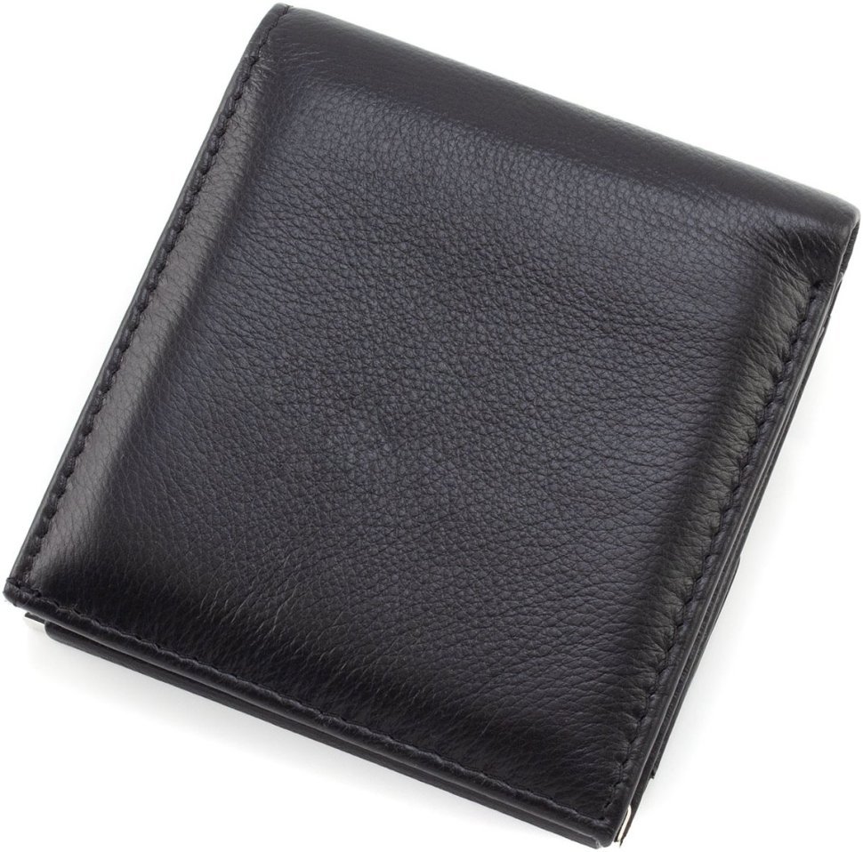 Чорний жіночий гаманець із натуральної шкіри з фіксацією на кнопку Marco Coverna 68615