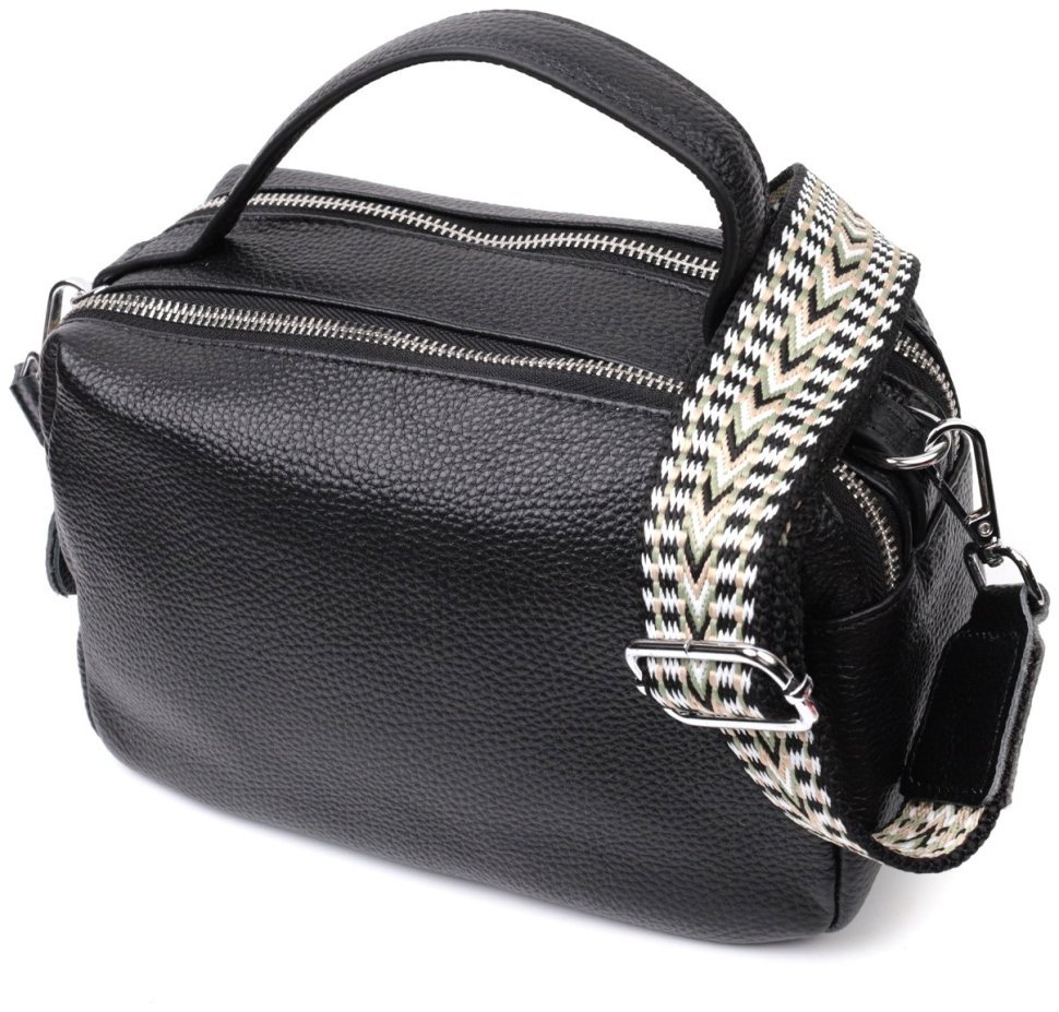 Кожаная прямоугольная женская сумка на два отделения Vintage 2422343 Черная modnotak фото №1