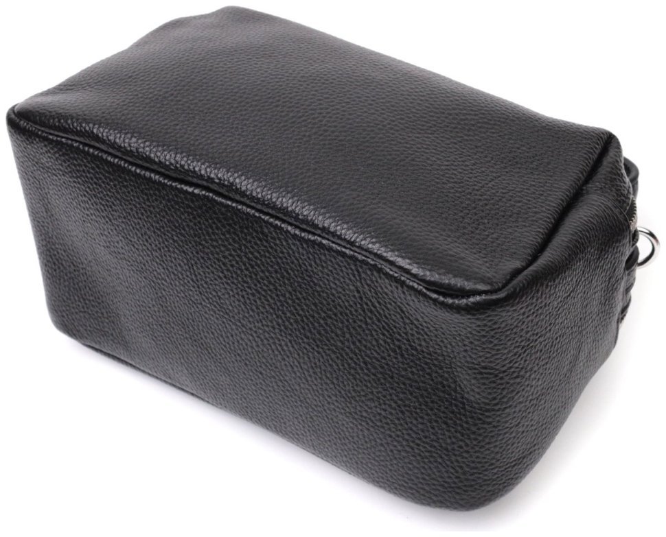 Кожаная прямоугольная женская сумка на два отделения Vintage 2422343 Черная modnotak фото №3