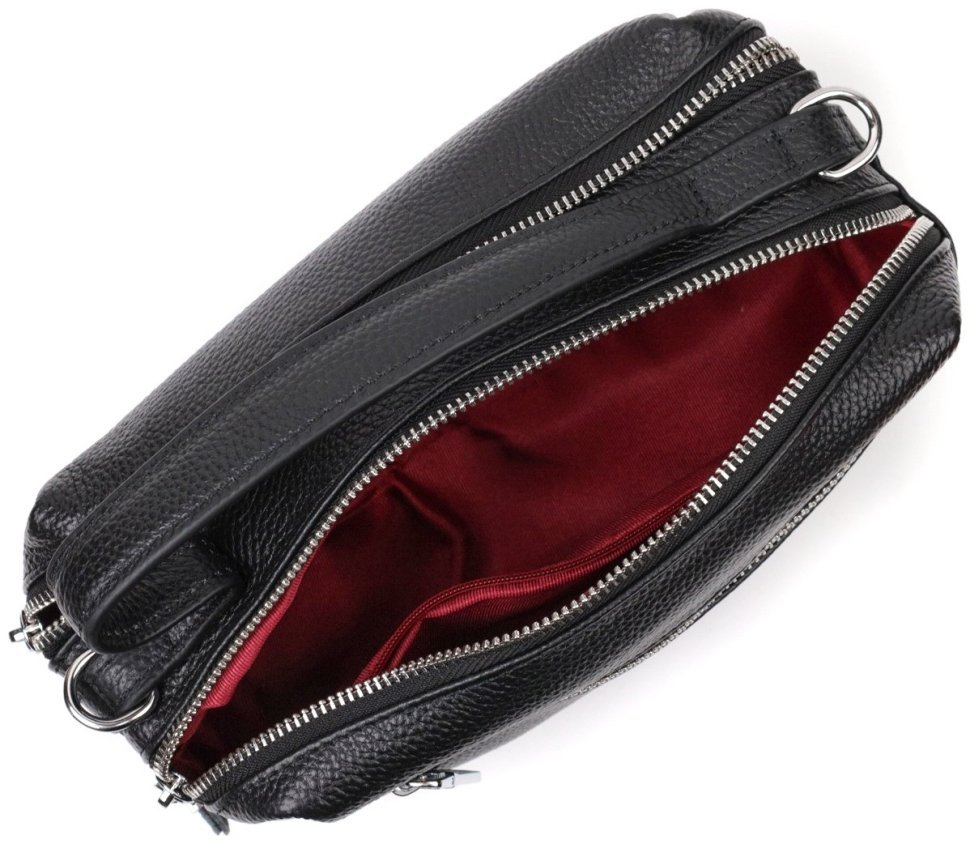 Кожаная прямоугольная женская сумка на два отделения Vintage 2422343 Черная modnotak фото №4