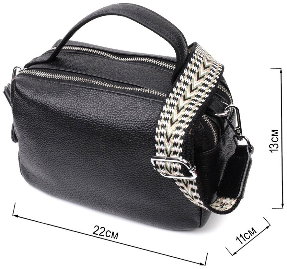 Кожаная прямоугольная женская сумка на два отделения Vintage 2422343 Черная modnotak фото №10