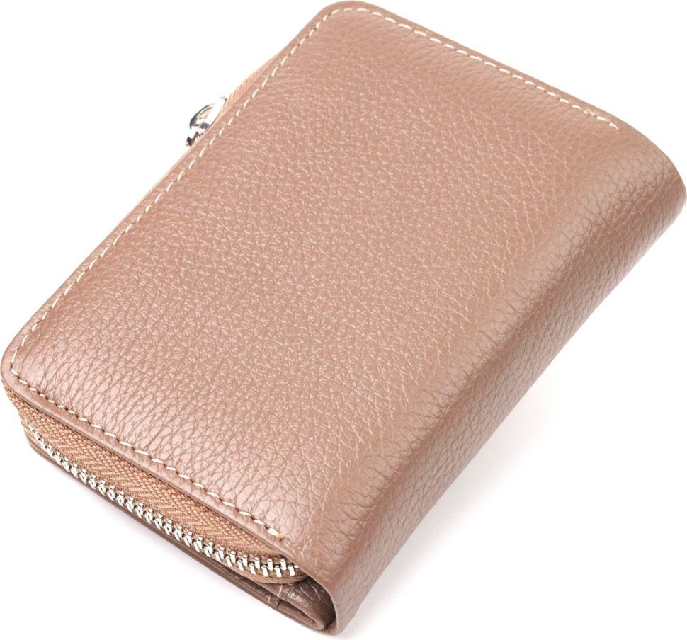 Жіночий гаманець бежевого кольору із натуральної шкіри флотар із монетницею CANPELLINI (2421606)