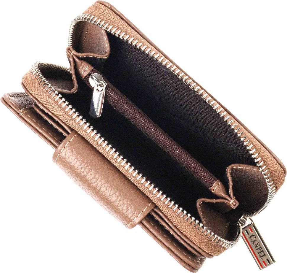 Жіночий гаманець бежевого кольору із натуральної шкіри флотар із монетницею CANPELLINI (2421606)