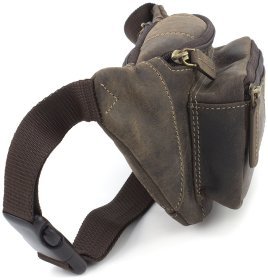 Темно-коричневая мужская сумка на пояс из винтажной кожи Visconti 69015