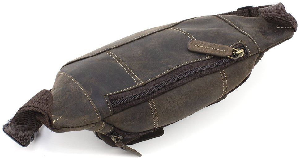 Темно-коричнева чоловіча сумка на пояс із вінтажної шкіри Visconti 69015