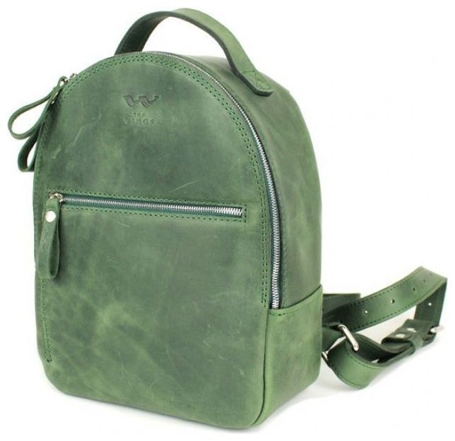 Зеленый женский рюкзак-сумка из натуральной кожи крейзи хорс BlankNote Groove S 79015