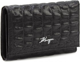 Женский кожаный кошелек черного цвета с фактурой крокодила KARYA (19566)