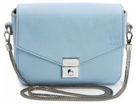 Жіноча шкіряна сумочка блакитного кольору на ланцюжку BlankNote Yoko 79115