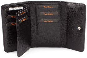 Классический женский кошелек из фактурной кожи черного цвета Tony Bellucci (10840)