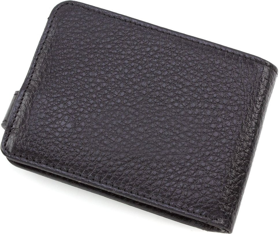 Чорне чоловіче портмоне невеликого розміру з фактурної шкіри Bond Non (10900)
