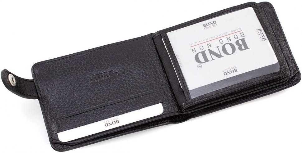 Черное мужское портмоне небольшого размера из фактурной кожи Bond Non (10900)
