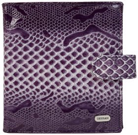 Фиолетовая женская визитница из натуральной кожи под змею Desisan 79715