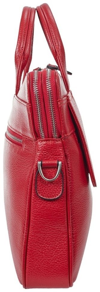 Женский портфель из высококачественной натуральной кожи красного цвета Desisan 80316 modnotak фото №3