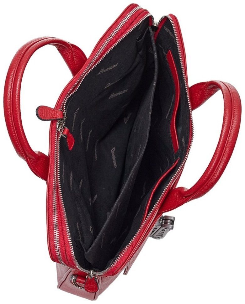 Женский портфель из высококачественной натуральной кожи красного цвета Desisan 80316 modnotak фото №7