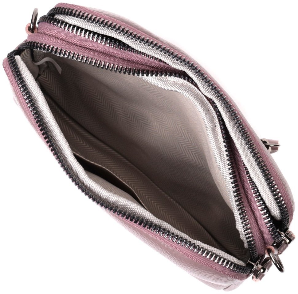 Темно-рожева жіноча сумка-кроссбоді з натуральної шкіри на два відділення Vintage 2422279