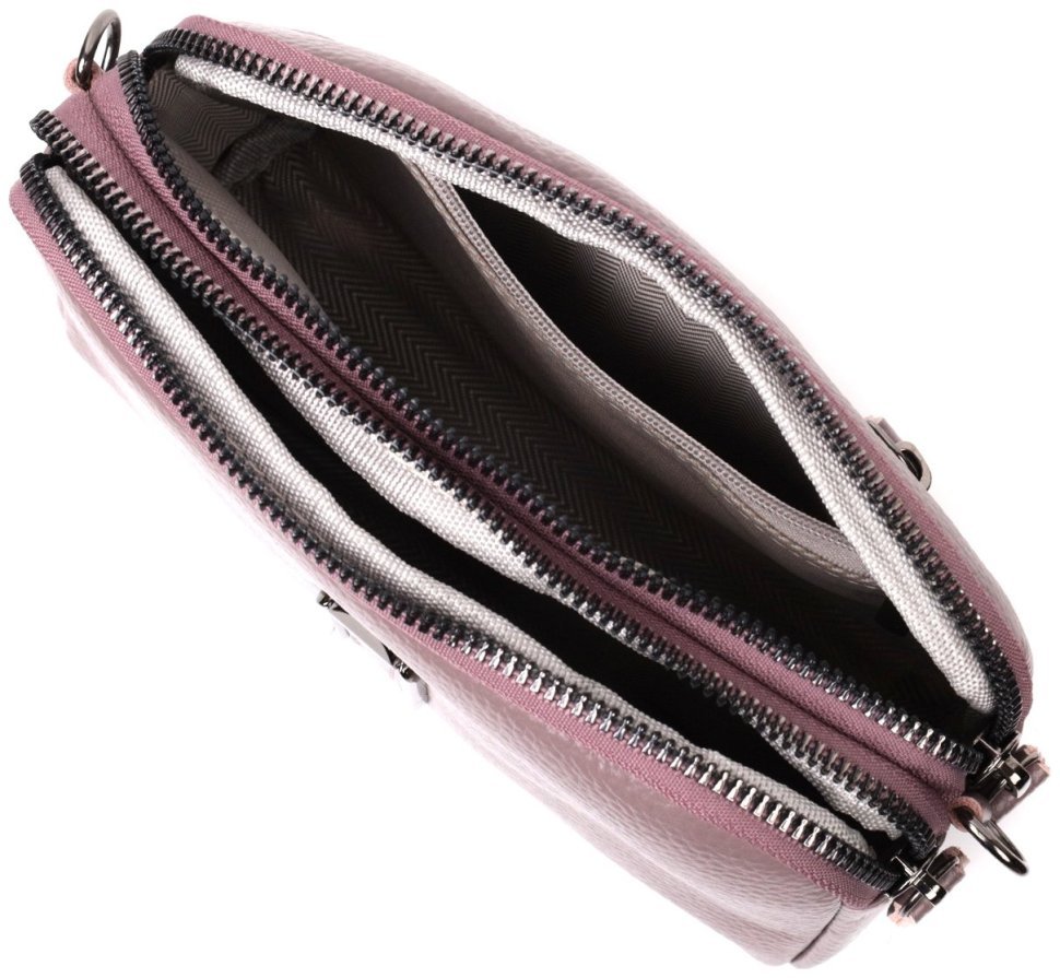 Темно-рожева жіноча сумка-кроссбоді з натуральної шкіри на два відділення Vintage 2422279