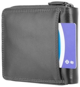 Черный кошелек из натуральной кожи высокого качества на молнии Visconti Camden 70716