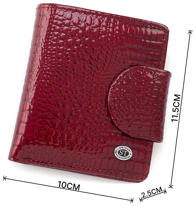 Лакированный женский кошелек красного цвета из натуральной кожи с тиснением ST Leather 70816 фото №3 Лакированный женский кошелек красного цвета из натуральной кожи с тиснением ST Leather 70816 modnotak фото №3