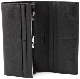 Кожаный женский кошелек черного цвета с большой монетницей ST Leather 90816