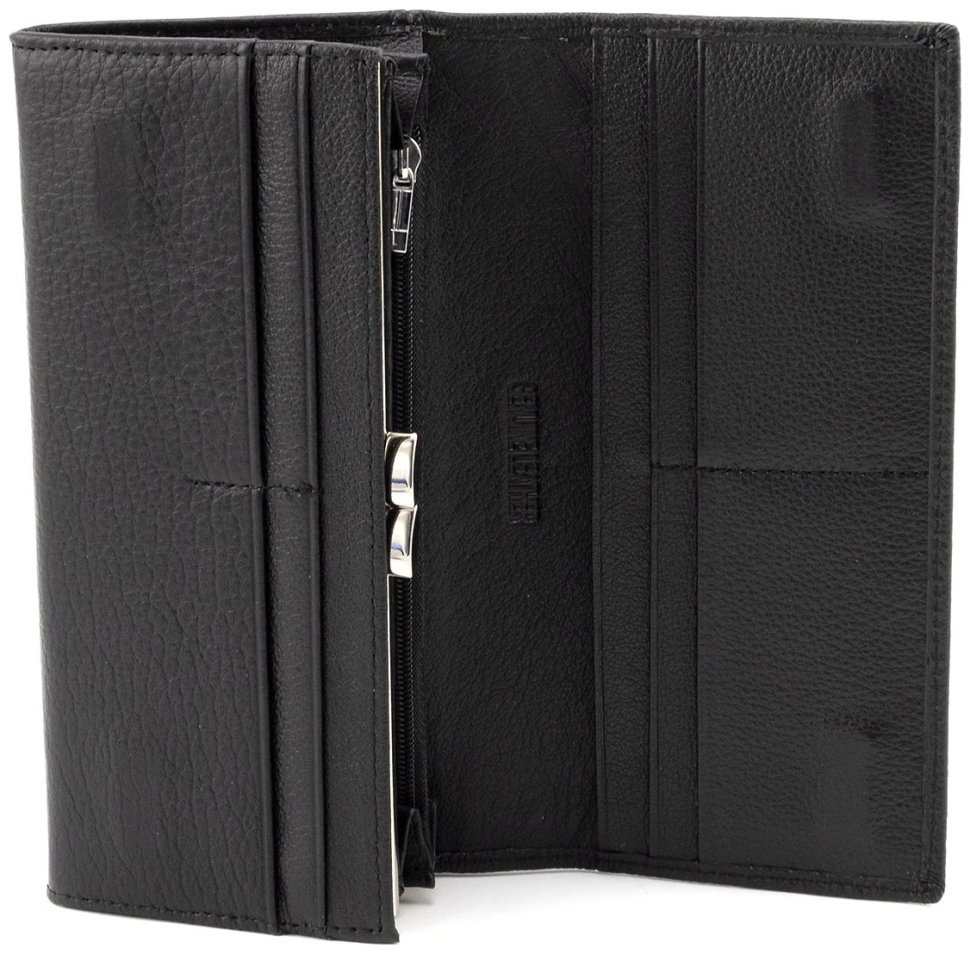 Шкіряний жіночий гаманець чорного кольору з великою монетницею ST Leather 90816 modnotak фото №2